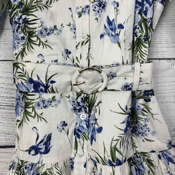 Veronica Beard Dewey Floral Cotton Gauze Dress v-Neck Belted tiered Mini Size 8 - Picture 5 of 8